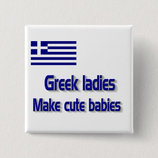 Griekse dames maken schattige baby's vierkante button 5,1 cm (Voorkant)