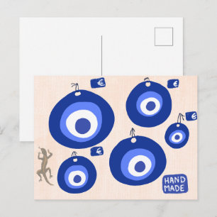 Griekse decoratie met traditioneel oog van de boze feestdagenkaart