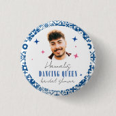 Griekse Disco Mamma Bruiloftsfeest Face Dancing Qu Ronde Button 3,2 Cm (Voorkant)