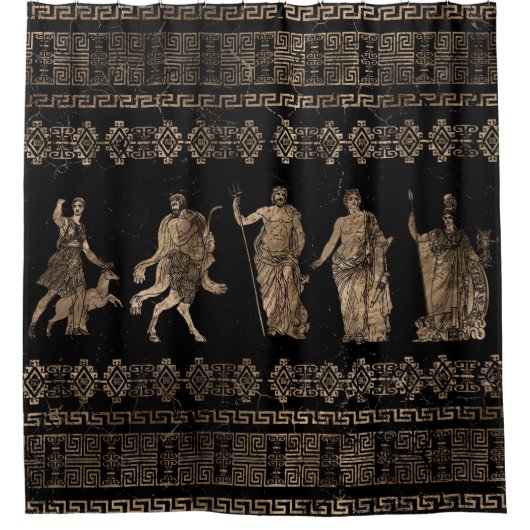 Griekse doedels en sleutelversiering van de Meande Douchegordijn (Voorkant)