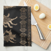 Griekse doedels en sleutelversiering van de Meande Theedoek (Quarter Fold)