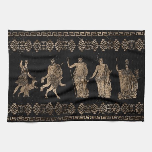 Griekse doedels en sleutelversiering van de Meande Theedoek (Horizontaal)