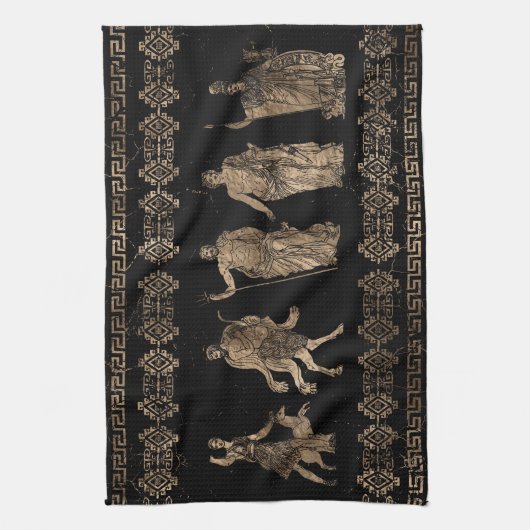 Griekse doedels en sleutelversiering van de Meande Theedoek (Verticaal)