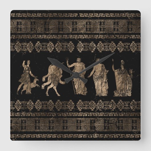 Griekse doedels en sleutelversiering van de Meande Vierkante Klok (Voorkant)