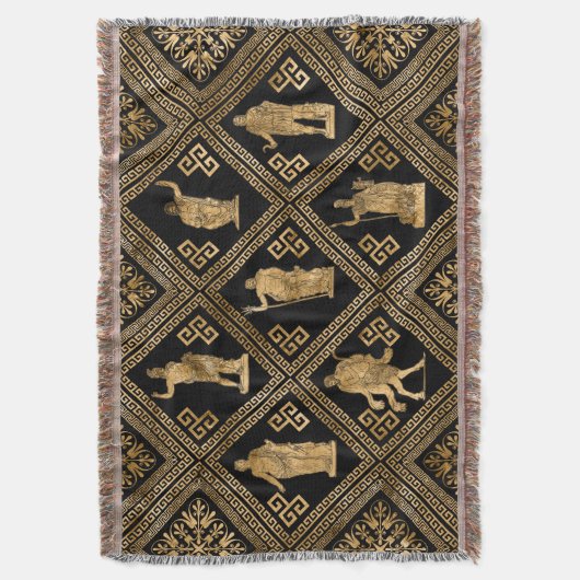 Griekse doedels en versiering met de Meander-sleut Deken (Voorkant Verticaal)