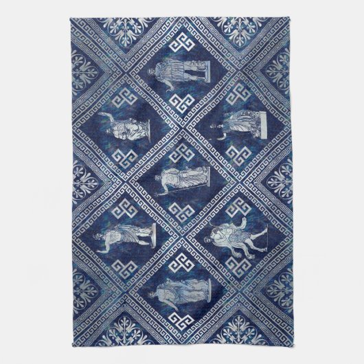 Griekse doedels en versiering met de Meander-sleut Theedoek (Verticaal)