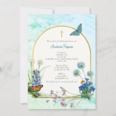 Griekse doop doop Blauw Marmer Wildflower Kaart (Voorkant)