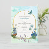 Griekse doop doop Blauw Marmer Wildflower Kaart (Staand voorkant)