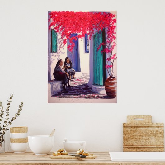 "Griekse dorpsroddels" (groot) Poster (Keuken)