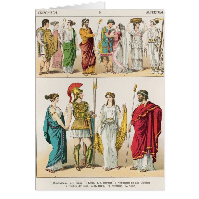 Griekse dress uit 'Trachten der Voelker', 1864 (Voorkant)