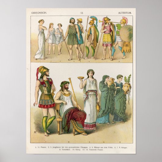 Griekse dress uit 'Trachten der Voelker', 1864 Poster (Voorkant)