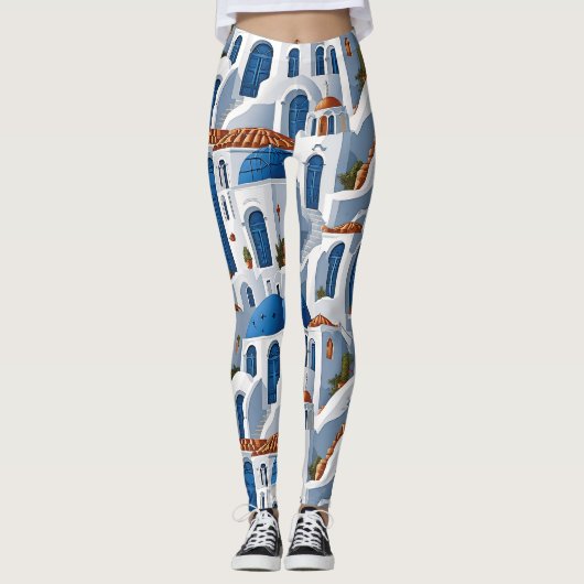 Griekse eiland Charm Trendy Santorini Leggings (Voorkant)
