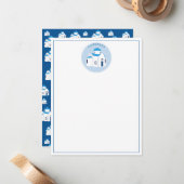 Griekse Eiland Santorini Blauwe Koepelkerk Monogra Notitiekaartje (Voorkant / Achterkant in situ)