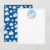 Griekse Eiland Santorini Blauwe Koepelkerk Monogra Notitiekaartje (Voorkant / Achterkant)