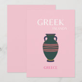 Griekse eilanden, Griekenland, Preppy, roze Bedankkaart (Voorkant / Achterkant)