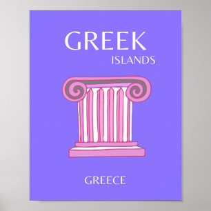 Griekse eilanden, Griekenland, Reiskunst, Preppy,  Poster