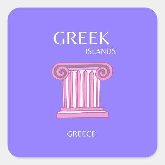 Griekse eilanden, Griekenland, Reiskunst, Preppy,  Vierkante Sticker (Voorkant)