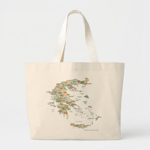 Griekse Eilanden Kaart Grote Tote Bag