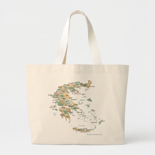 Griekse Eilanden Kaart Grote Tote Bag (Voorkant)