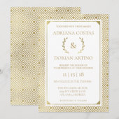 Griekse elegantie bruiloft uitnodiging, Faux Gold Kaart (Voorkant / Achterkant)