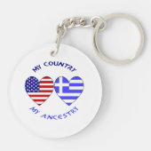 Griekse en Amerikaanse vlaggen Harten Land vooroud Sleutelhanger (Achterkant)