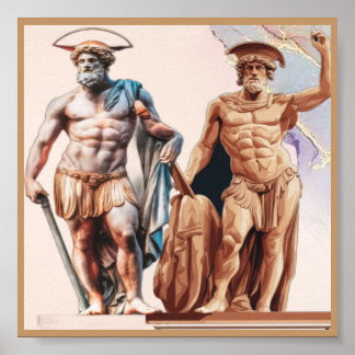 Griekse en Romeinse standbeelden in modern design Poster