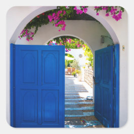 Griekse en Turkse stijlblauw deur Vierkante Sticker