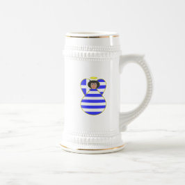 Griekse engel met vlag en zwart haar bierpul
