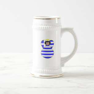 Griekse engel met vlag en zwart haar bierpul