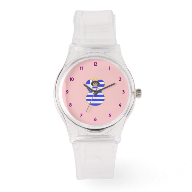 Griekse engel met zwart haar horloge (Voorkant)