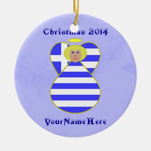 Griekse Engel Vlag Blond Haar Keramisch Ornament (Voorkant)