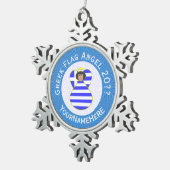 Griekse Engel Zwart Haar Chanoeka Vlag Gepersonali Tin Sneeuwvlok Ornament (Rechts)