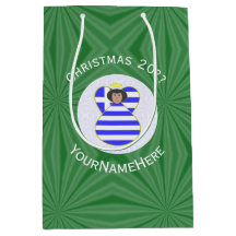 Griekse engel zwart haar kerstvlag gepersonaliseer