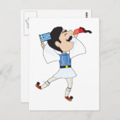 Griekse Evzone danst met vlag Briefkaart (Voorkant / Achterkant)