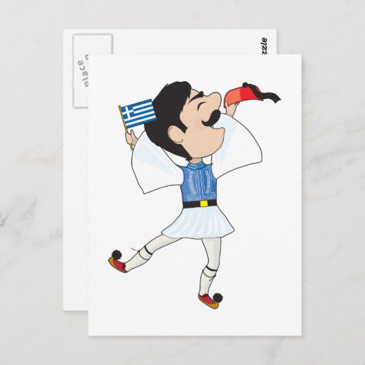 Griekse Evzone danst met vlag Briefkaart (Voorkant / Achterkant)