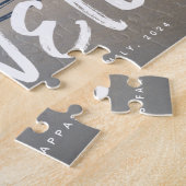 Griekse familie één foto gepersonaliseerd horizont legpuzzel (Zijkant)