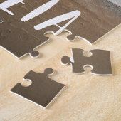 Griekse familie één foto gepersonaliseerde tekst v legpuzzel (Zijkant)