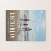 Griekse familie één foto gepersonaliseerde tekst v legpuzzel (Horizontaal)