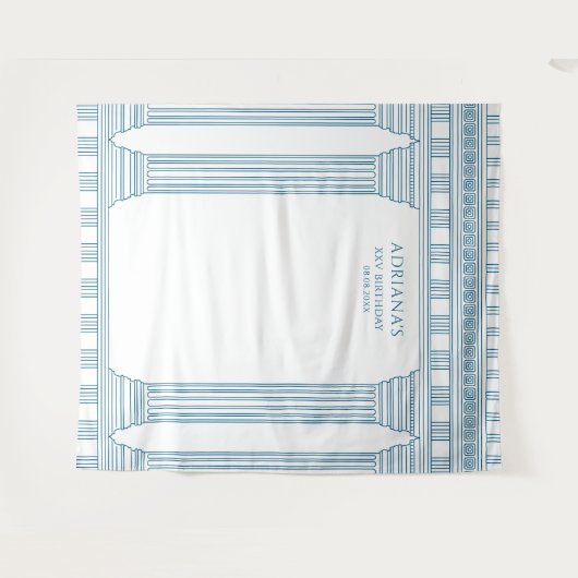 Griekse feest achtergrond met blauwe tempel wandkleed (Voorkant (horizontaal))