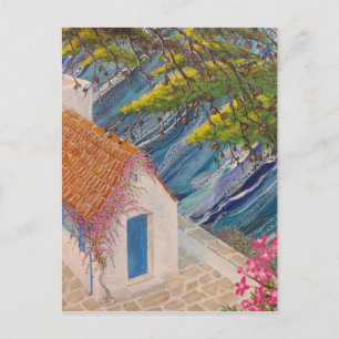 Griekse Feestdagen Blauw en Roze Briefkaart
