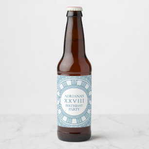 Griekse feestthema met blauwe patroon bier etiket