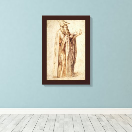 Griekse filosoof met menselijke schedel door Miche Canvas Afdruk (Insitu (Houten vloer))