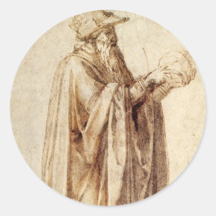 Griekse filosoof met menselijke schedel door Miche Ronde Sticker