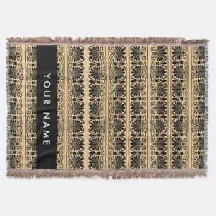 Griekse Fret Arabesk Bruin, Uw Naam, Personaliseer Deken