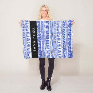 Griekse Fret, Gemengde Meander Sleutel, Blauw, Uw Fleece Deken