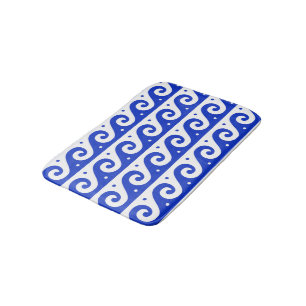 Griekse fret, mediterraan golfpatroon, blauw badmat