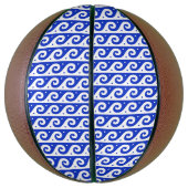 Griekse fret, mediterraan golfpatroon, blauw basketbal (Verticaal)