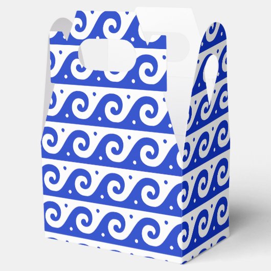 Griekse fret, mediterraan golfpatroon, blauw bedankdoosjes (Geopend)