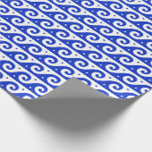 Griekse fret, mediterraan golfpatroon, blauw cadeaupapier (Hoek)