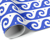 Griekse fret, mediterraan golfpatroon, blauw cadeaupapier (Rol Hoek)